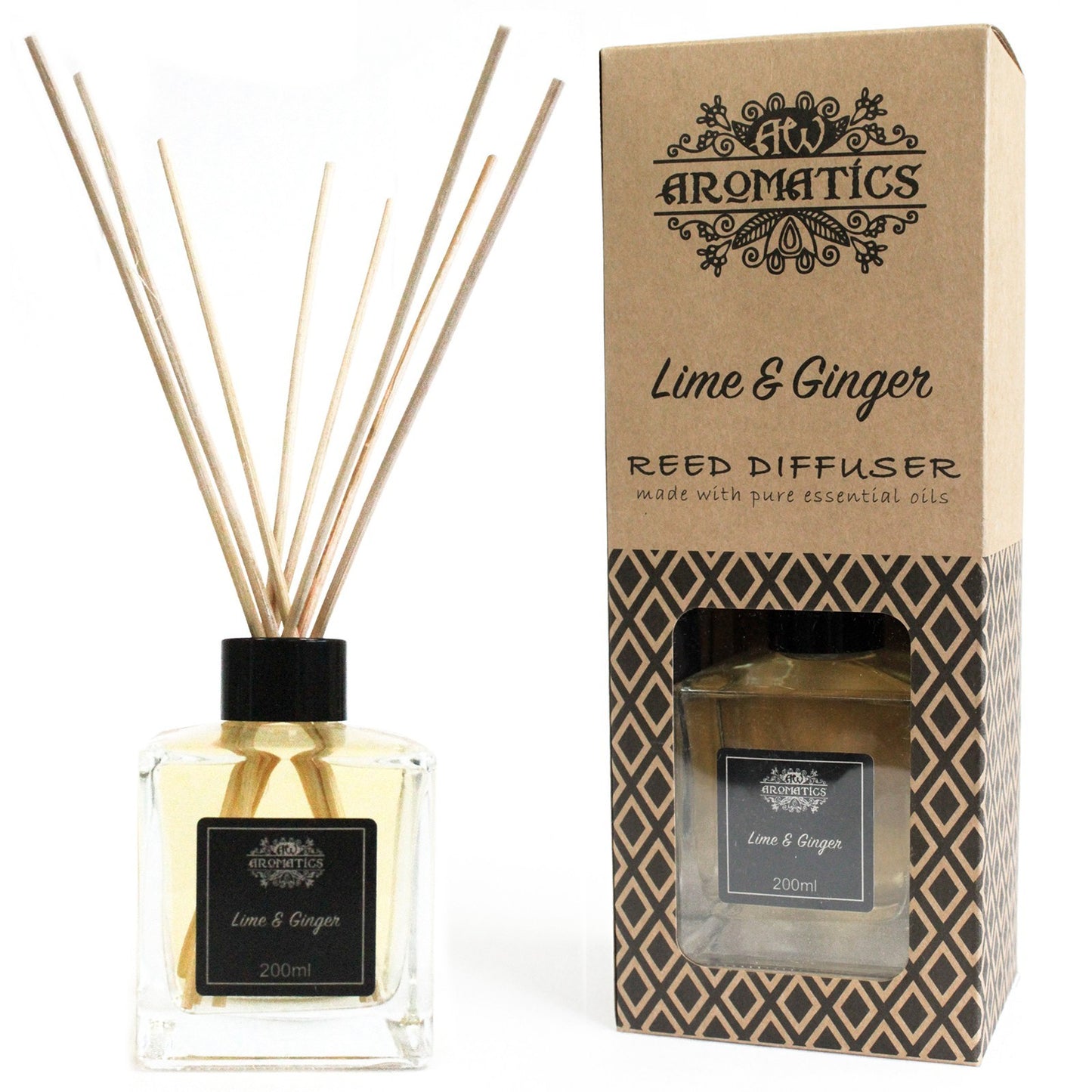 200ml Lime & Ginger Essential Oil Reed Diffuser - www.bryde.lt