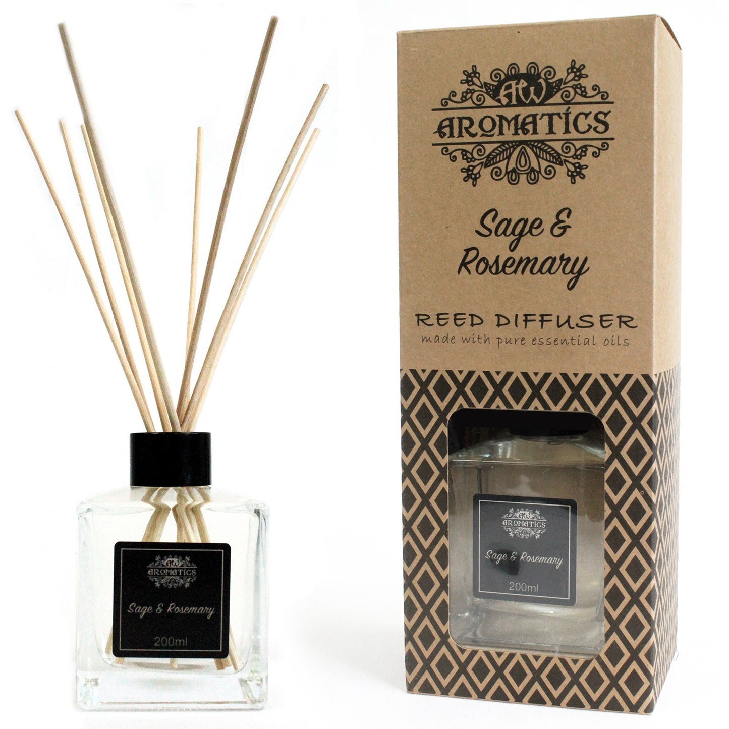 200ml Sage & Rosemary Essential Oil Reed Diffuser - www.bryde.lt