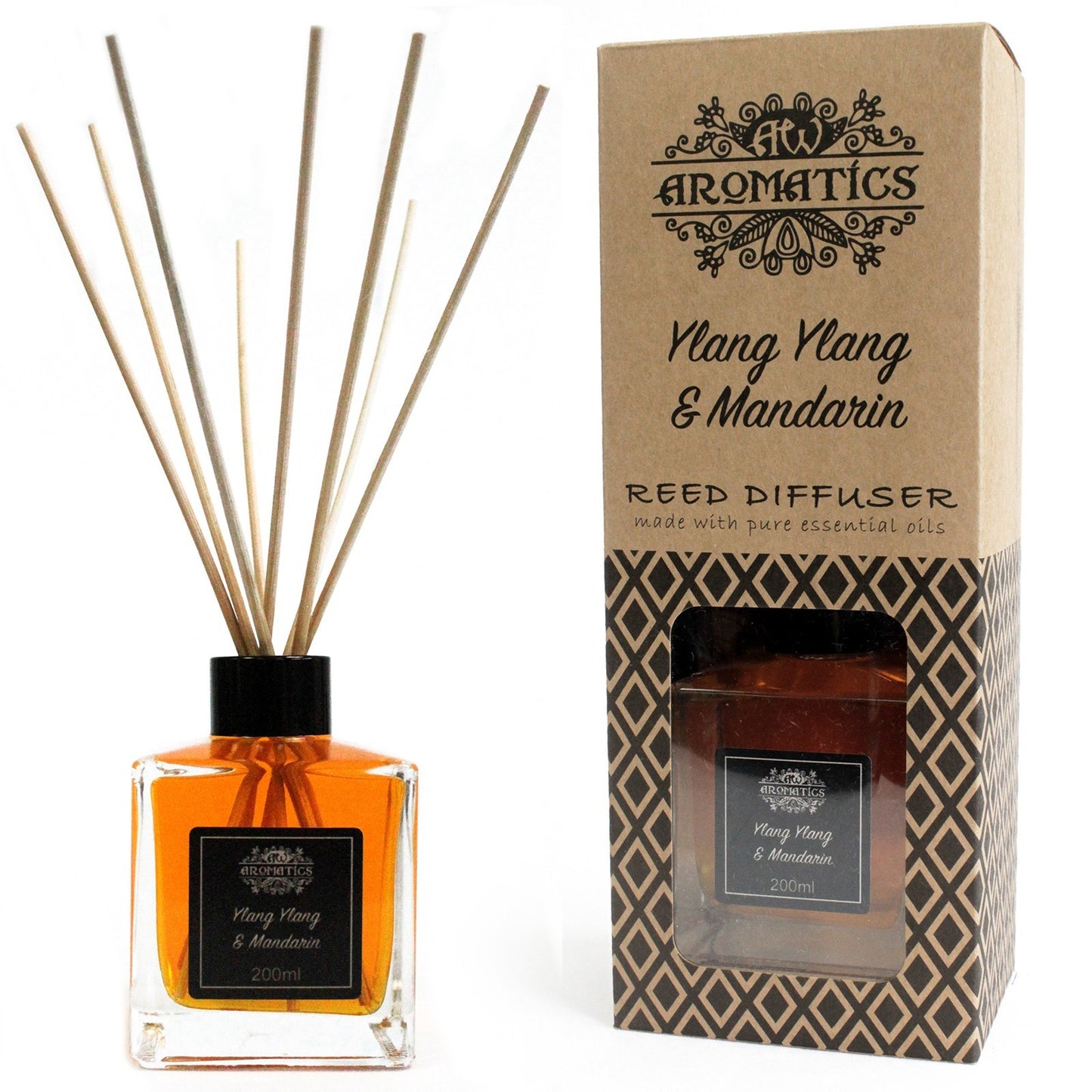 200ml Ylang Ylang & Mandarin Essential Oil Reed Diffuser - www.bryde.lt