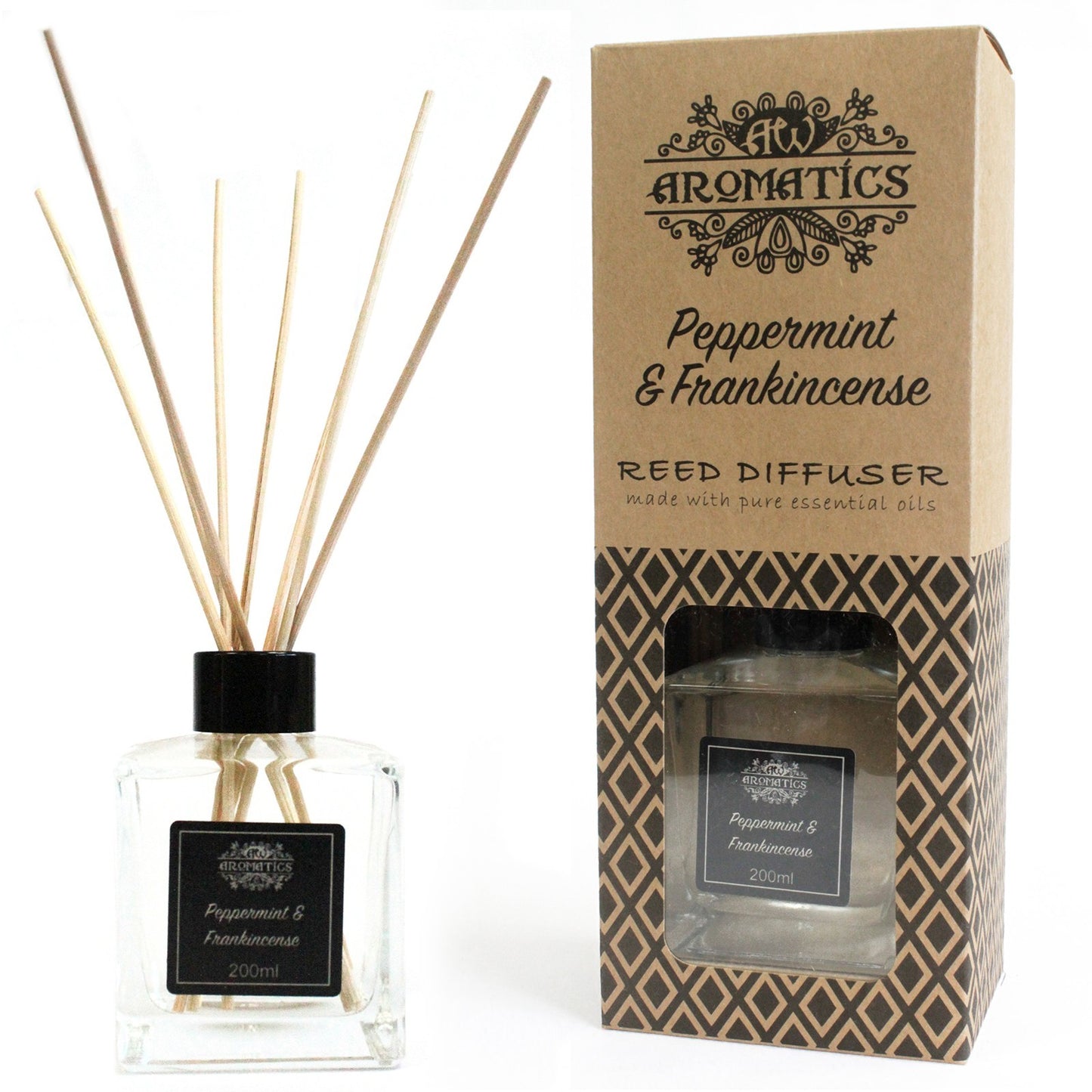 200ml Peppermint & Frankincense Essential Oil Reed Diffuser - www.bryde.lt