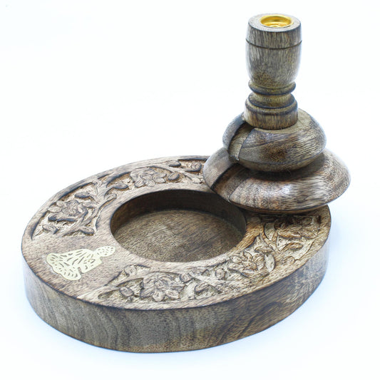 Medium Mango Wood Backflow Burner - Brass Buddha - www.bryde.lt