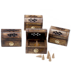 Mini Incense Cone Smoke Box - Mango Wood - www.bryde.lt